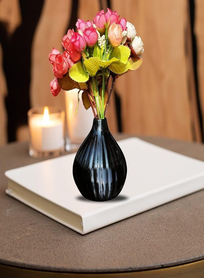 Pure Source India Ceramic Vase with 6 Pcs Reed Sticks for Home Décor || Center Table || Bedroom || Living Room and Office Decoration (Black) - Image 2